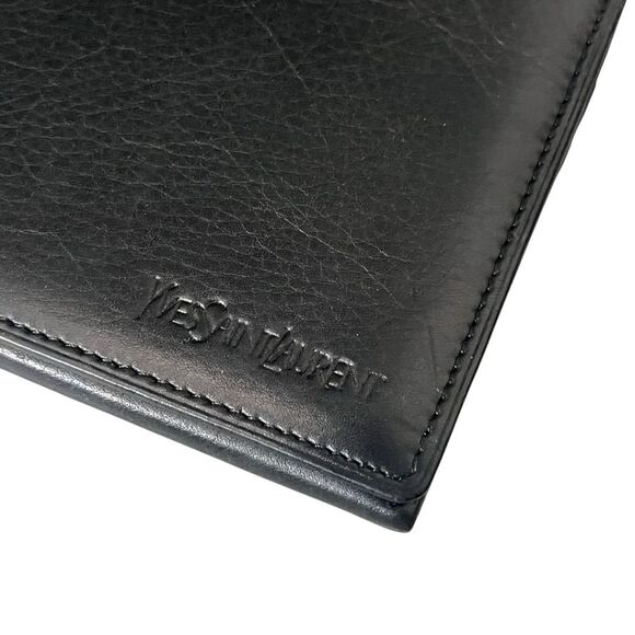 YSL Yves Saint Laurent Black Leather Long Wallet Clutch Bifold - Picture 7 of 12